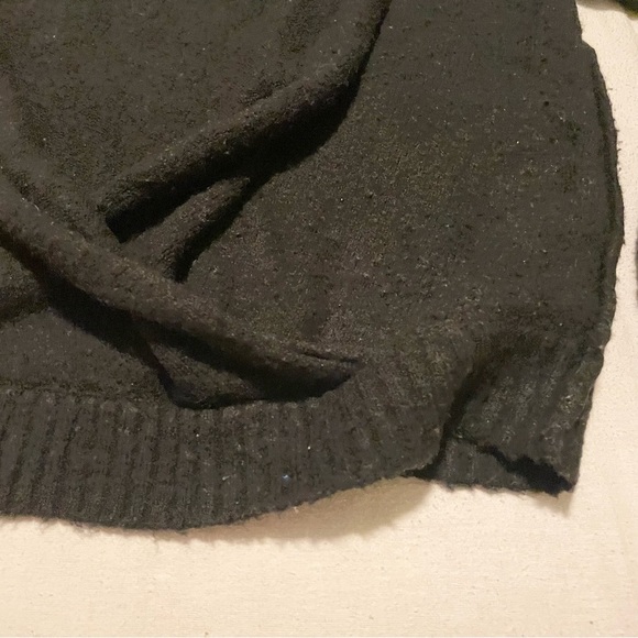 Free People Black V-Neck Twist Wrap Knit Pullover Sweater Women's Size S - Picture 4 of 15